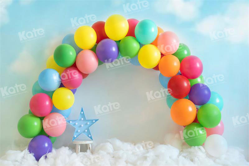 Kate Colorful Rainbow Balloons Cake Smash Backdrop for Photography - Kate Backdrop AU