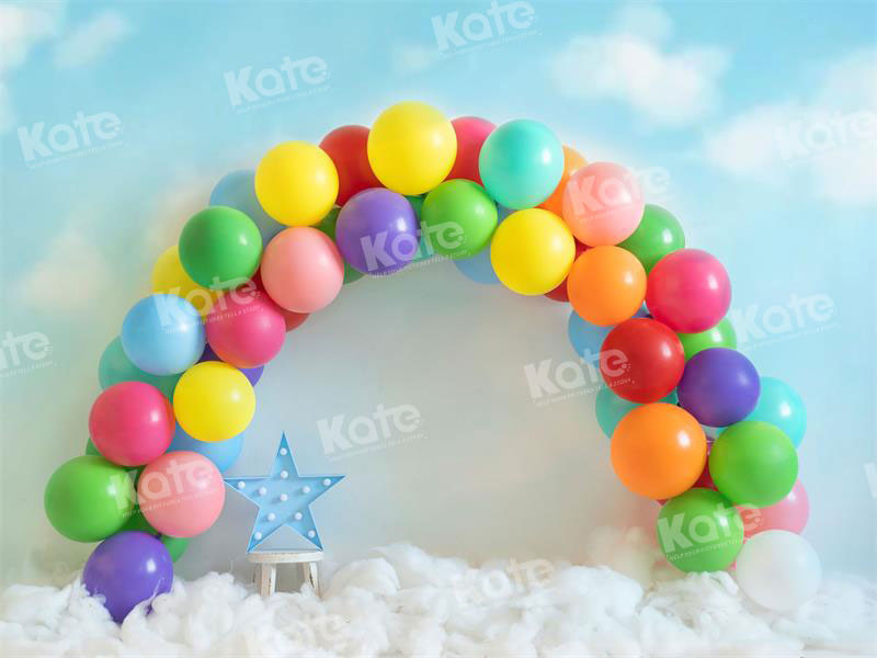 Kate Colorful Rainbow Balloons Cake Smash Backdrop for Photography - Kate Backdrop AU