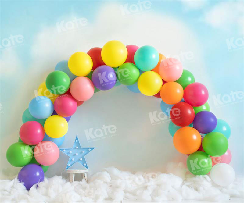 Kate Colorful Rainbow Balloons Cake Smash Backdrop for Photography - Kate Backdrop AU