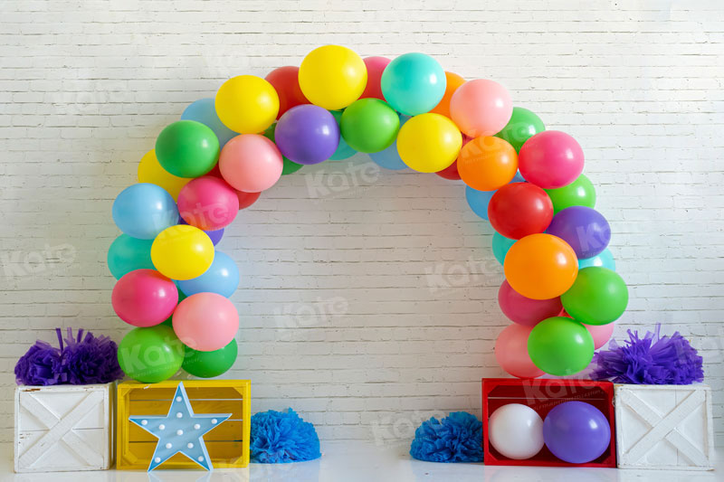 Kate Rainbow Balloon Backdrop Cake Smash for Photography - Kate Backdrop AU