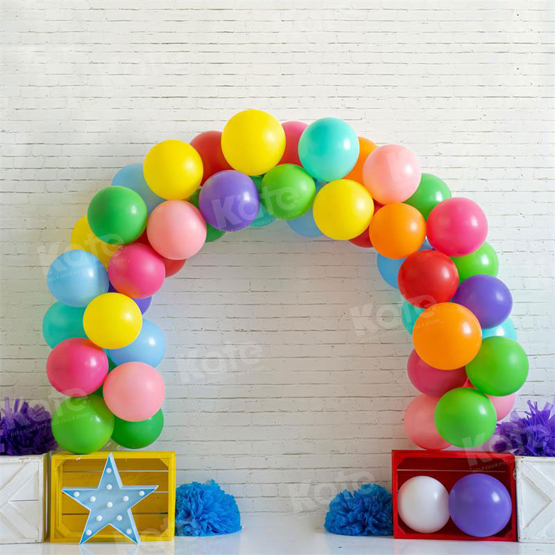 Kate Rainbow Balloon Backdrop Cake Smash for Photography - Kate Backdrop AU