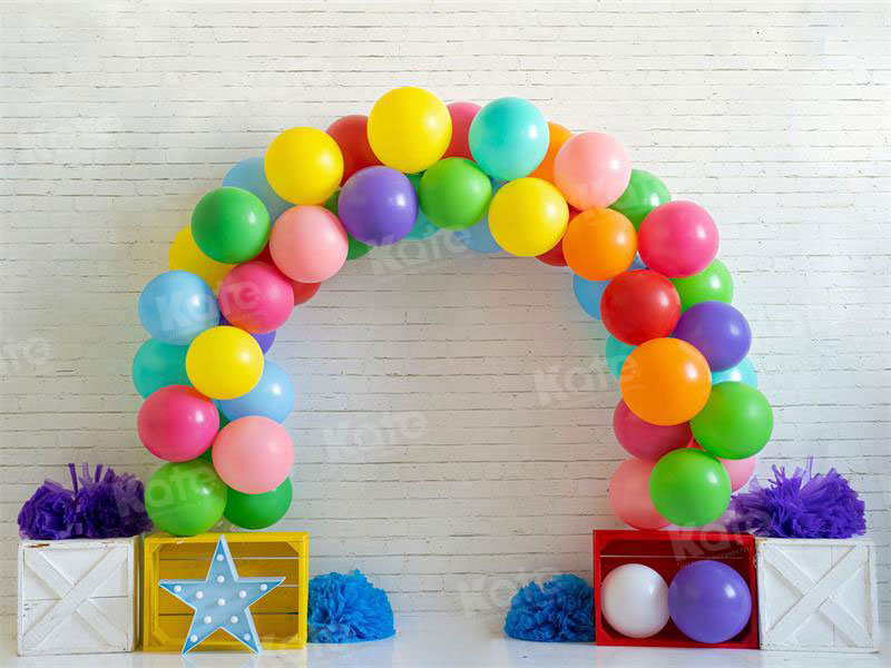Kate Rainbow Balloon Backdrop Cake Smash for Photography - Kate Backdrop AU