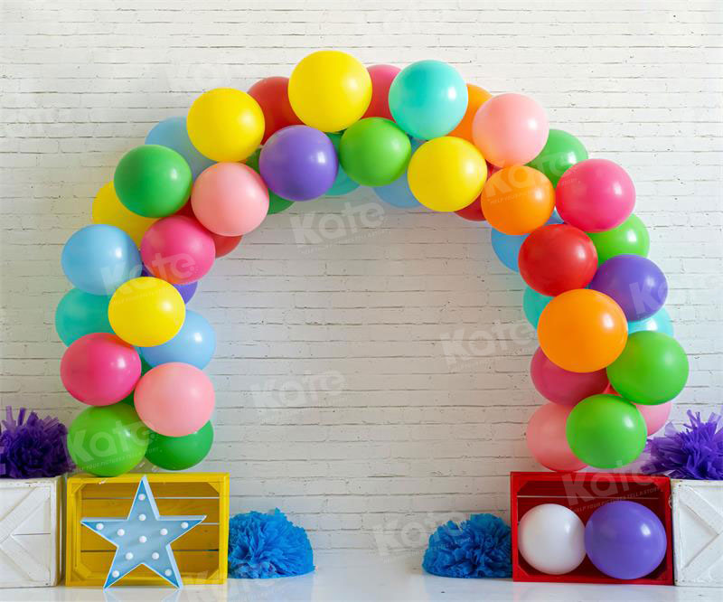 Kate Rainbow Balloon Backdrop Cake Smash for Photography - Kate Backdrop AU