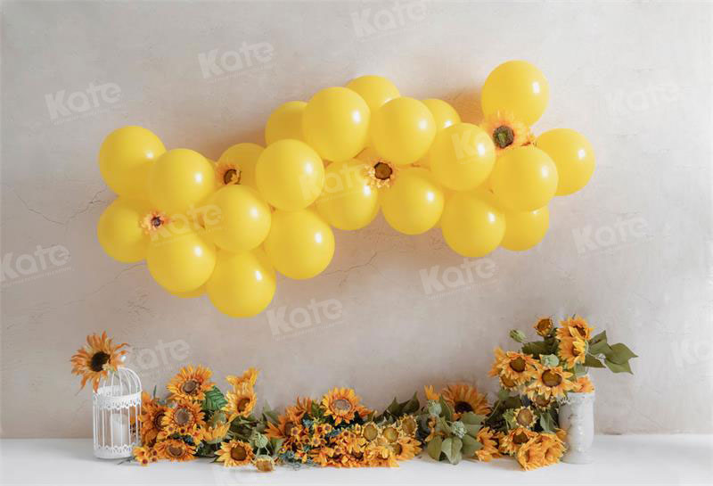 Kate Birthday Spring Sunflower Yellow Balloons Backdrop for Photography - Kate Backdrop AU