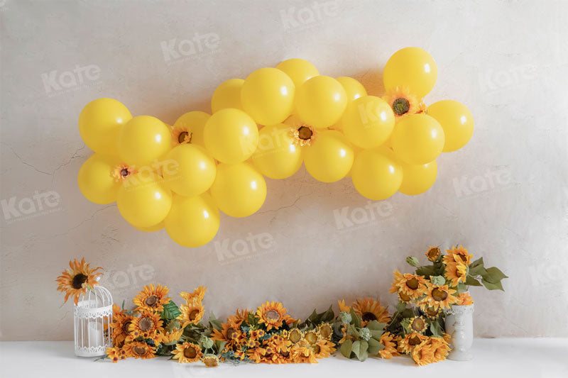 Kate Birthday Spring Sunflower Yellow Balloons Backdrop for Photography - Kate Backdrop AU