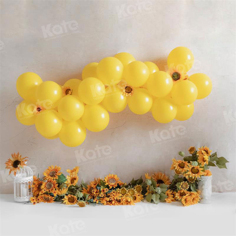 Kate Birthday Spring Sunflower Yellow Balloons Backdrop for Photography - Kate Backdrop AU