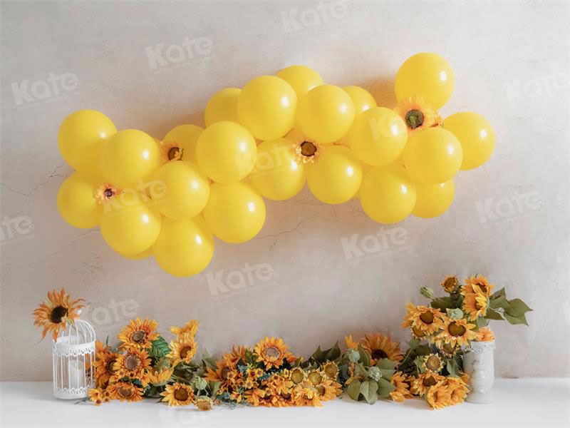 Kate Birthday Spring Sunflower Yellow Balloons Backdrop for Photography - Kate Backdrop AU
