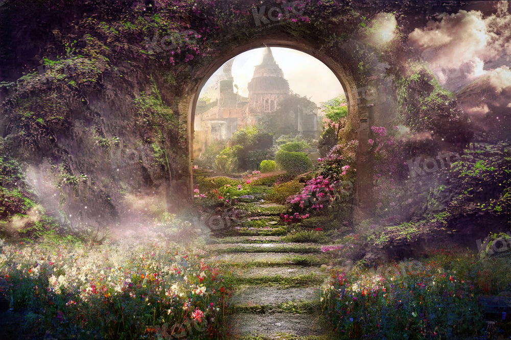 Kate Spring Magic Flower Garden Castle Backdrop for Photography - Kate Backdrop AU