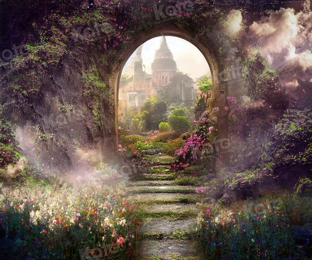 Kate Spring Magic Flower Garden Castle Backdrop for Photography - Kate Backdrop AU