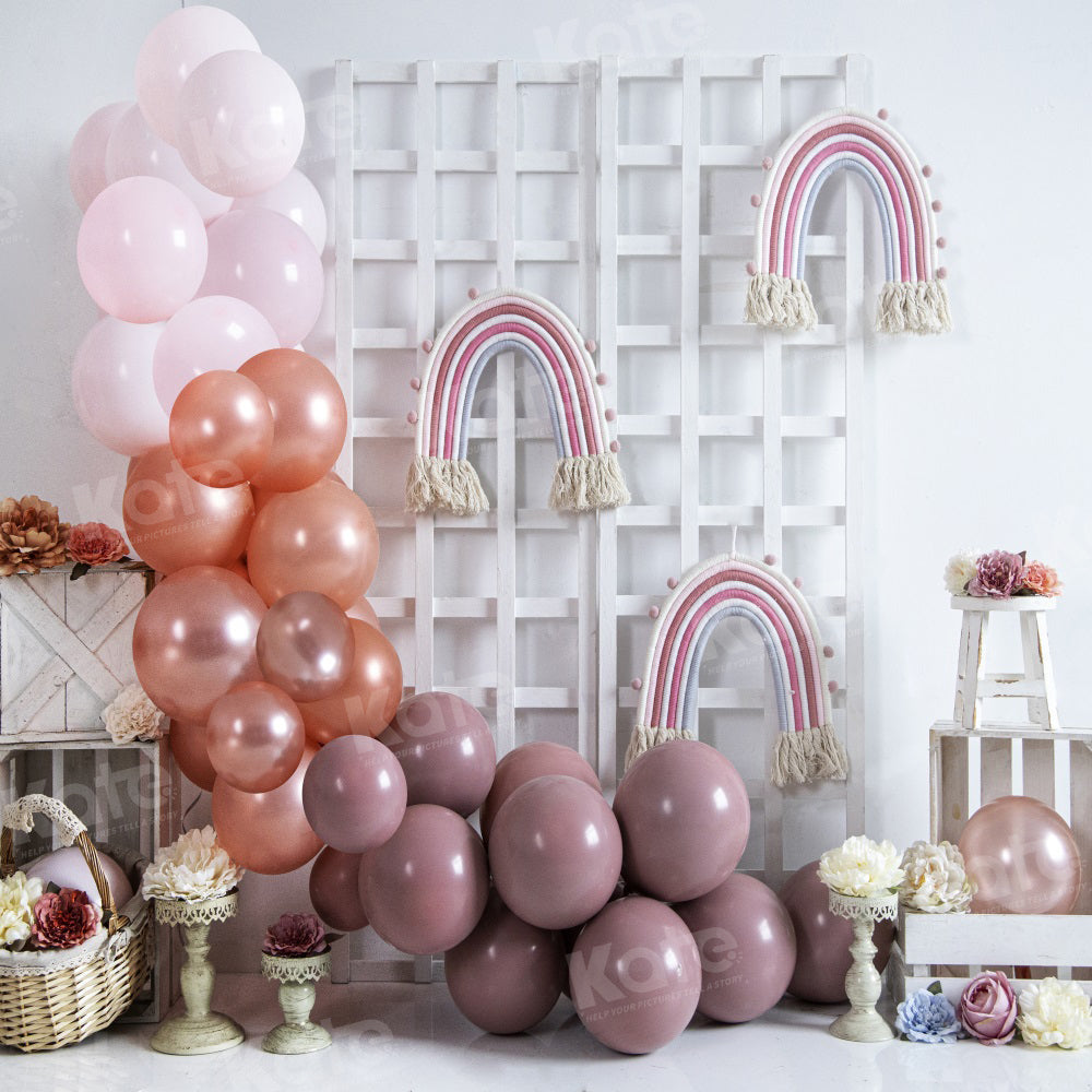 Kate Spring Boho Balloons Rainbow Backdrop Designed by Uta Mueller Photography - Kate Backdrop AU