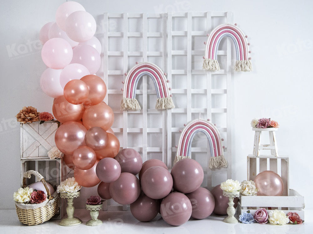 Kate Spring Boho Balloons Rainbow Backdrop Designed by Uta Mueller Photography - Kate Backdrop AU
