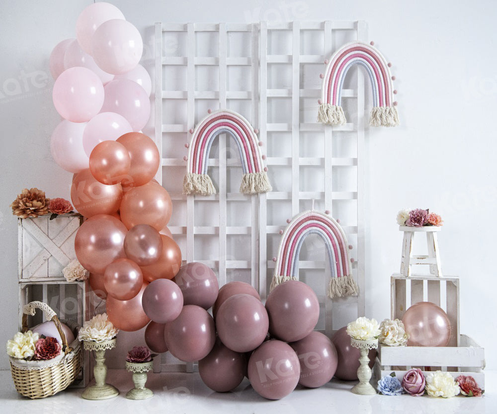 Kate Spring Boho Balloons Rainbow Backdrop Designed by Uta Mueller Photography - Kate Backdrop AU