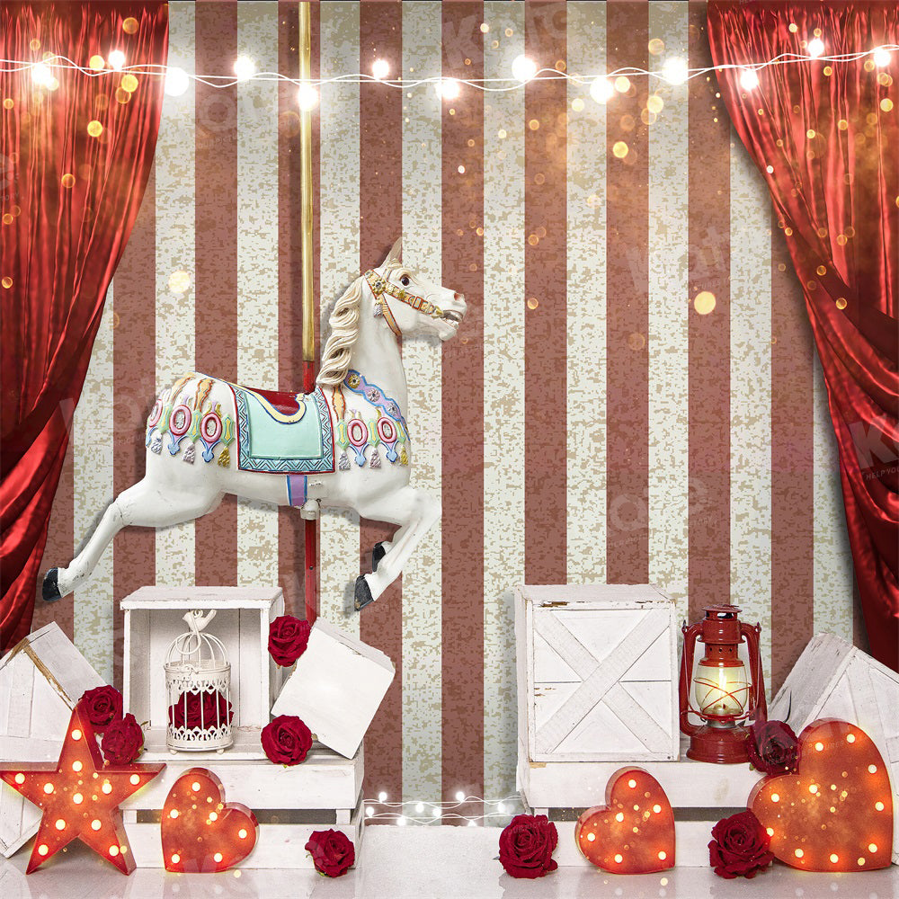 Kate Circus Trojan Horse Backdrop Stripe Red Curtain Cake Smash for Photography - Kate Backdrop AU