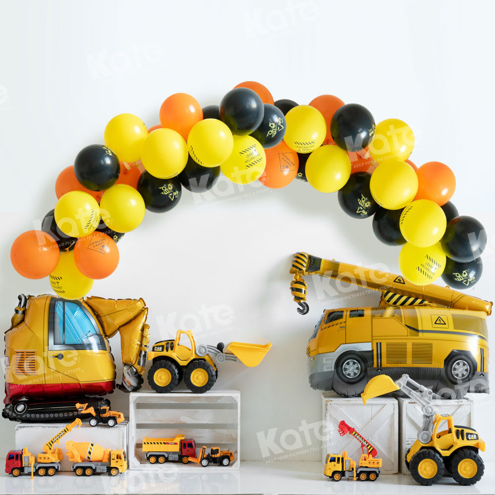 Kate Excavator Balloon Birthday Backdrop Cake Smash Engineering Vehicle Designed by Emetselch - Kate Backdrop AU