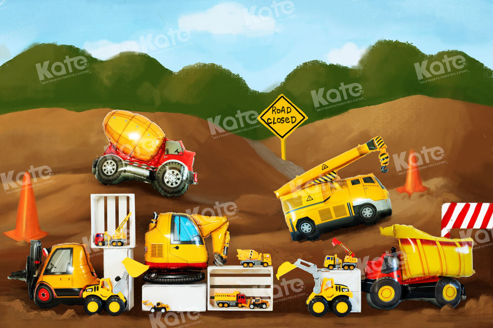 Kate Excavator Boy Backdrop Engineering Vehicle Designed by Emetselch - Kate Backdrop AU