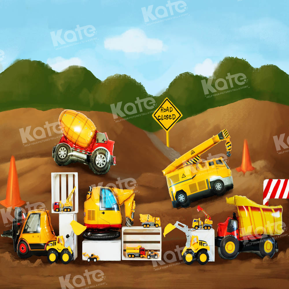 Kate Excavator Boy Backdrop Engineering Vehicle Designed by Emetselch - Kate Backdrop AU