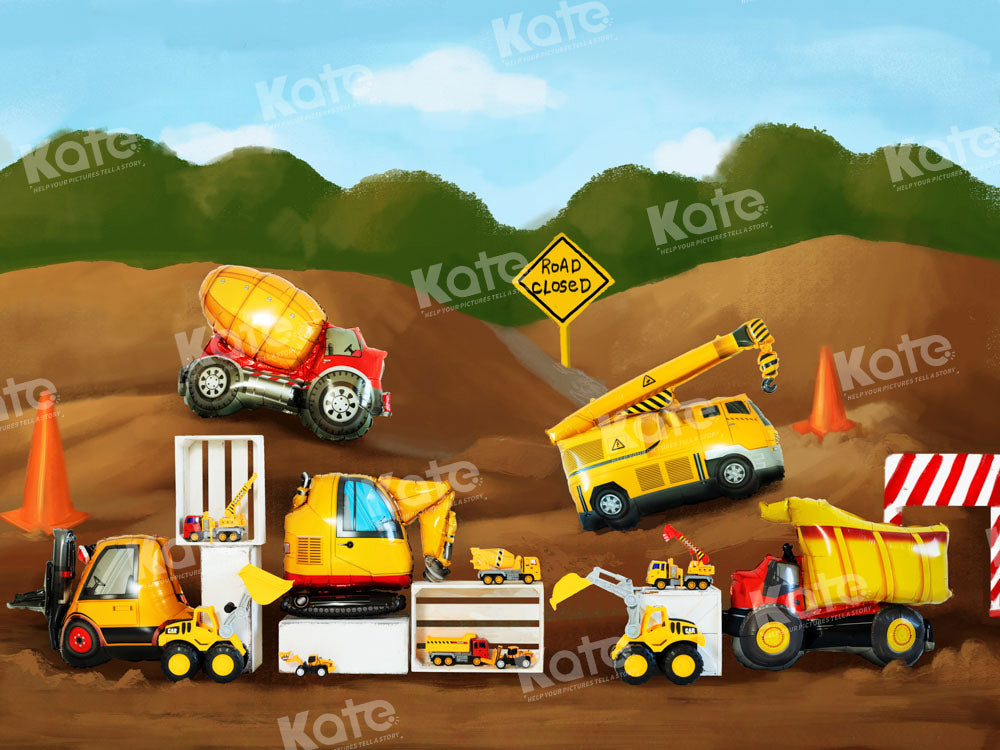 Kate Excavator Boy Backdrop Engineering Vehicle Designed by Emetselch - Kate Backdrop AU