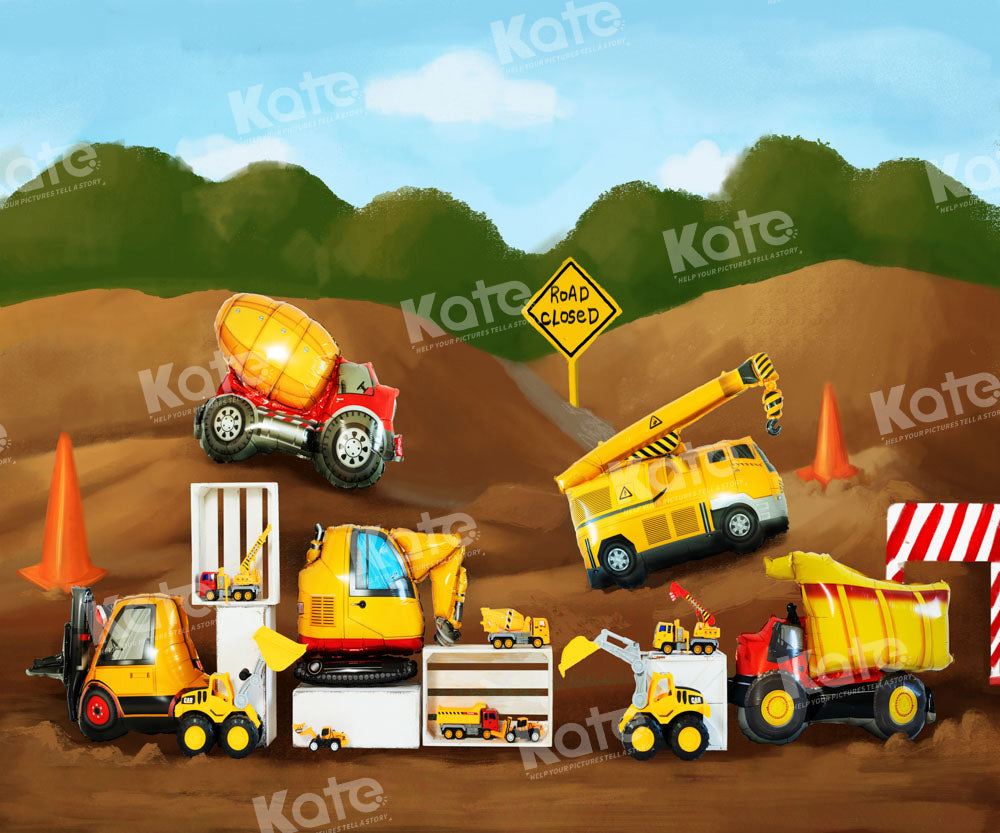 Kate Excavator Boy Backdrop Engineering Vehicle Designed by Emetselch - Kate Backdrop AU