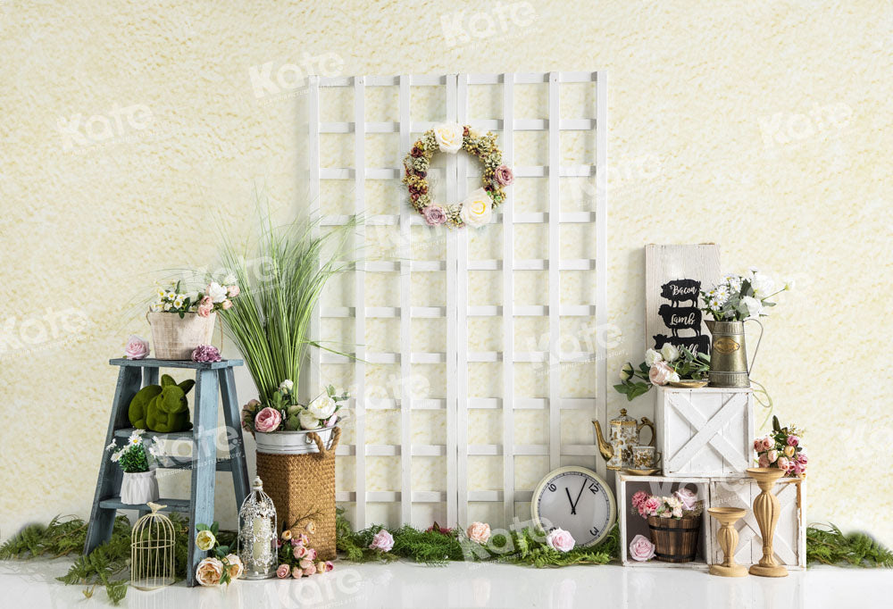Kate Grassland Spring Backdrop Wreath Clock Designed by Emetselch - Kate Backdrop AU
