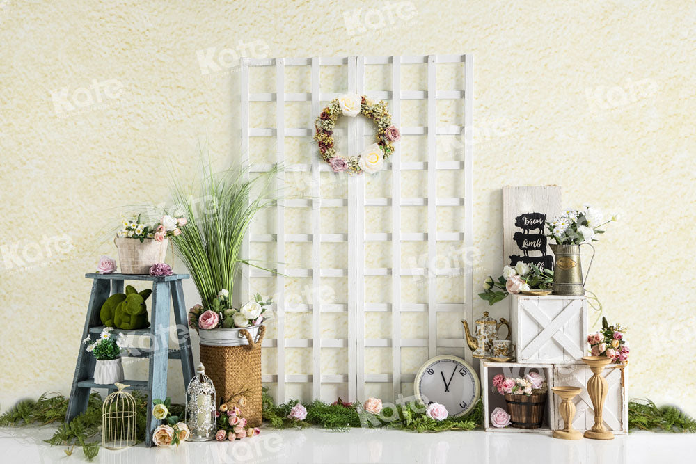 Kate Grassland Spring Backdrop Wreath Clock Designed by Emetselch - Kate Backdrop AU