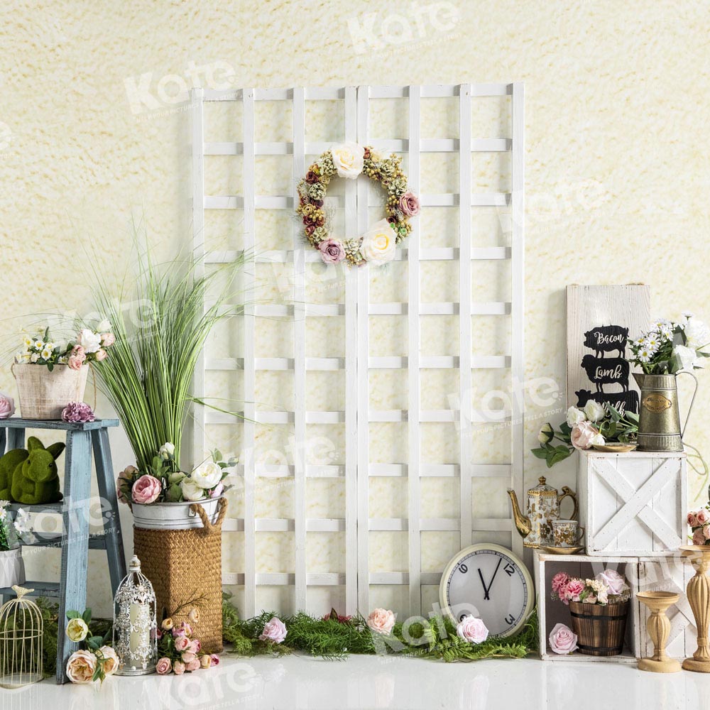 Kate Grassland Spring Backdrop Wreath Clock Designed by Emetselch - Kate Backdrop AU