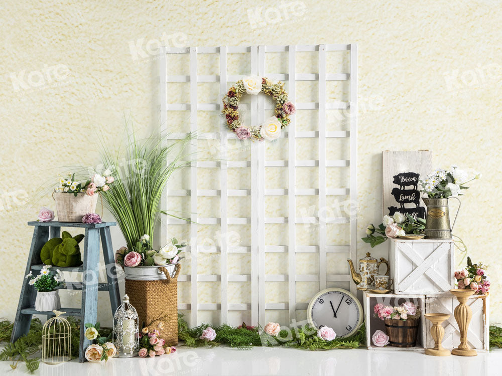 Kate Grassland Spring Backdrop Wreath Clock Designed by Emetselch - Kate Backdrop AU