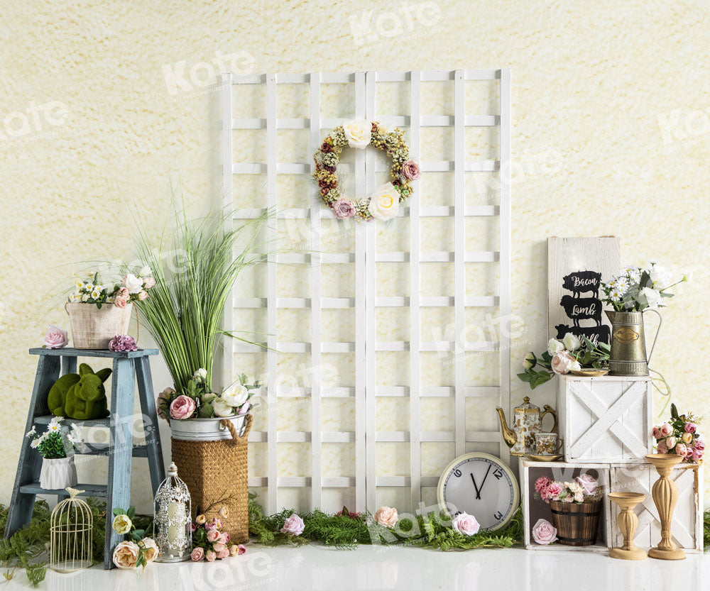 Kate Grassland Spring Backdrop Wreath Clock Designed by Emetselch - Kate Backdrop AU
