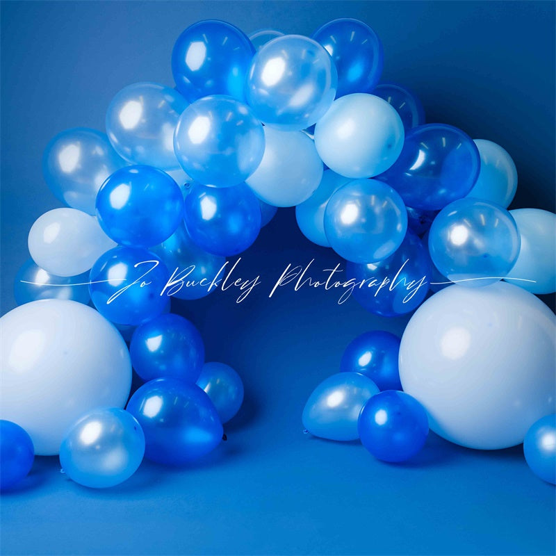 Kate Blue Balloon Cake Smash Backdrop Designed by Jo Buckley Photography - Kate Backdrop AU