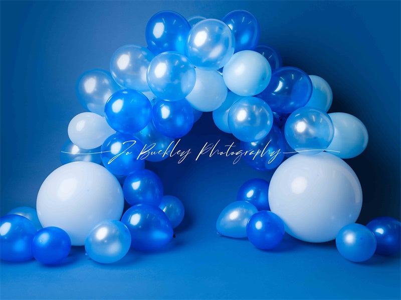 Kate Blue Balloon Cake Smash Backdrop Designed by Jo Buckley Photography - Kate Backdrop AU