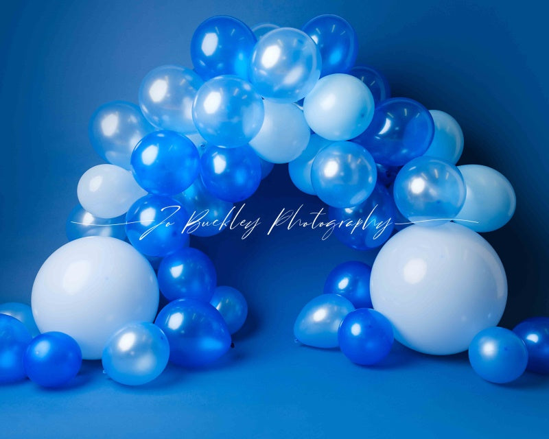 Kate Blue Balloon Cake Smash Backdrop Designed by Jo Buckley Photography - Kate Backdrop AU