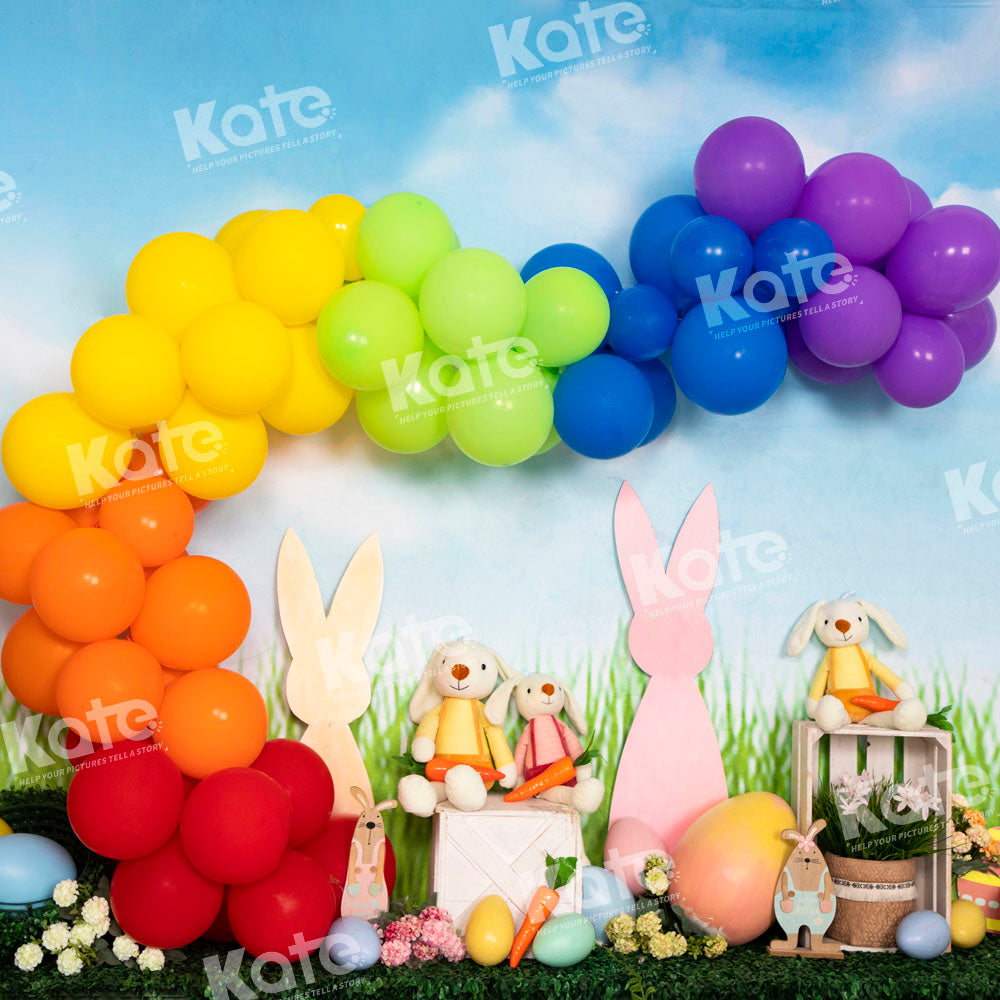 Kate Colorful Easter Bunny Backdrop Balloons Designed by Emetselch - Kate Backdrop AU