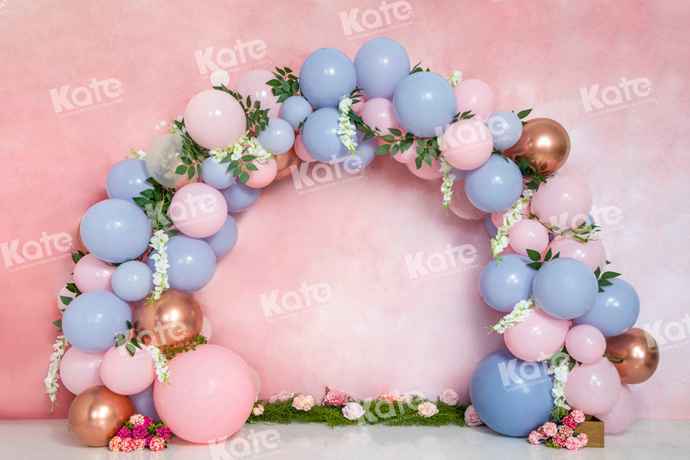 Kate Cake Smash Backdrop Pink Wall Balloons Designed by Emetselch - Kate Backdrop AU