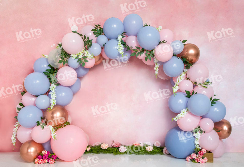 Kate Cake Smash Backdrop Pink Wall Balloons Designed by Emetselch - Kate Backdrop AU