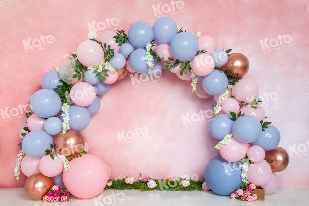 Kate Cake Smash Backdrop Pink Wall Balloons Designed by Emetselch - Kate Backdrop AU