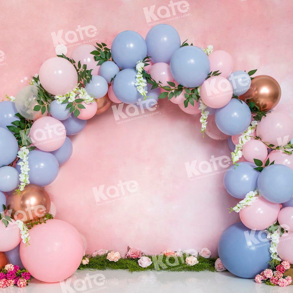 Kate Cake Smash Backdrop Pink Wall Balloons Designed by Emetselch - Kate Backdrop AU