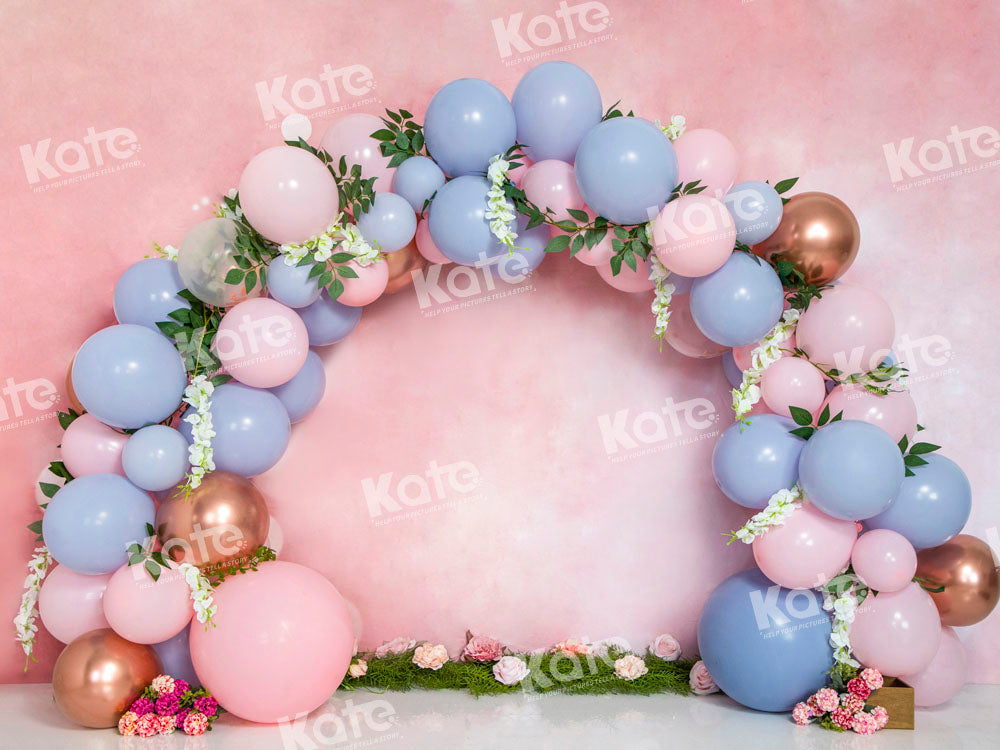 Kate Cake Smash Backdrop Pink Wall Balloons Designed by Emetselch - Kate Backdrop AU