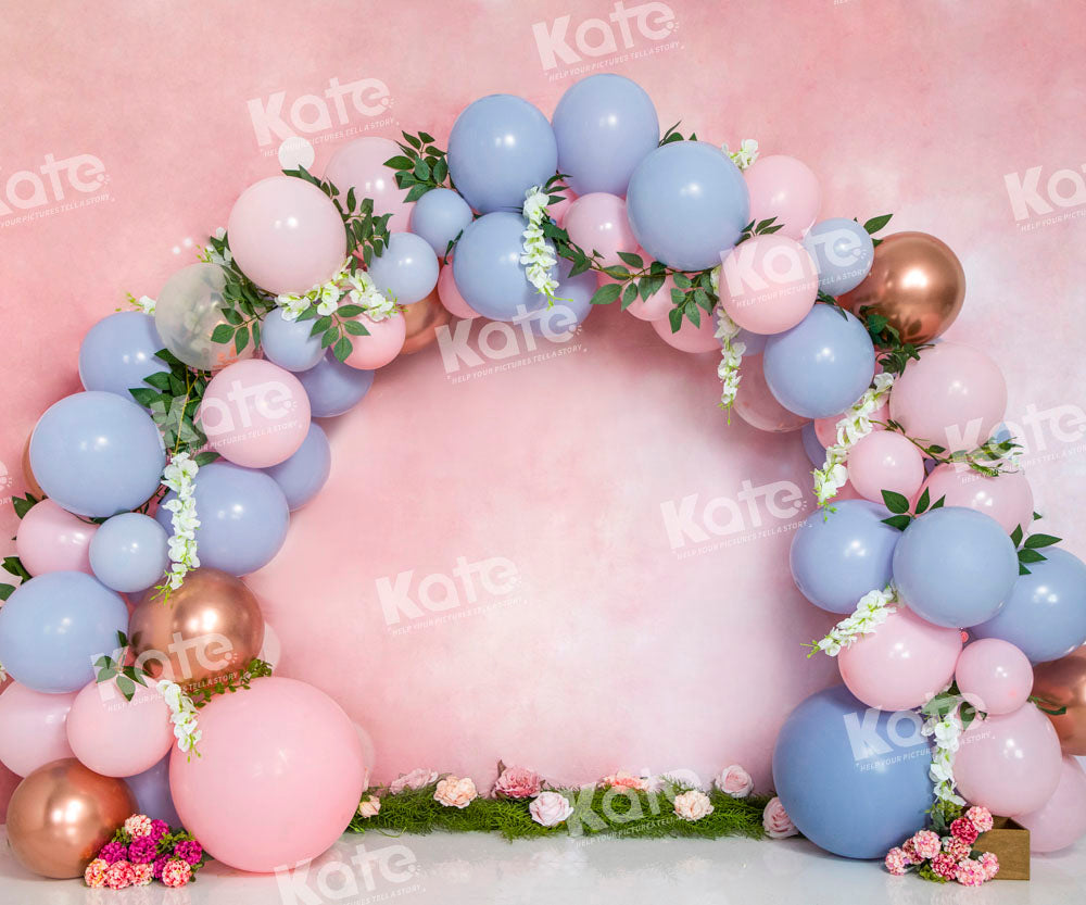 Kate Cake Smash Backdrop Pink Wall Balloons Designed by Emetselch - Kate Backdrop AU
