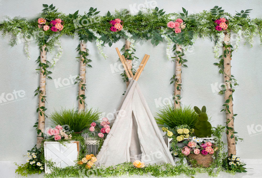 Kate Tree Vine Grass Tent Backdrop Spring Flowers Designed by Emetselch - Kate Backdrop AU