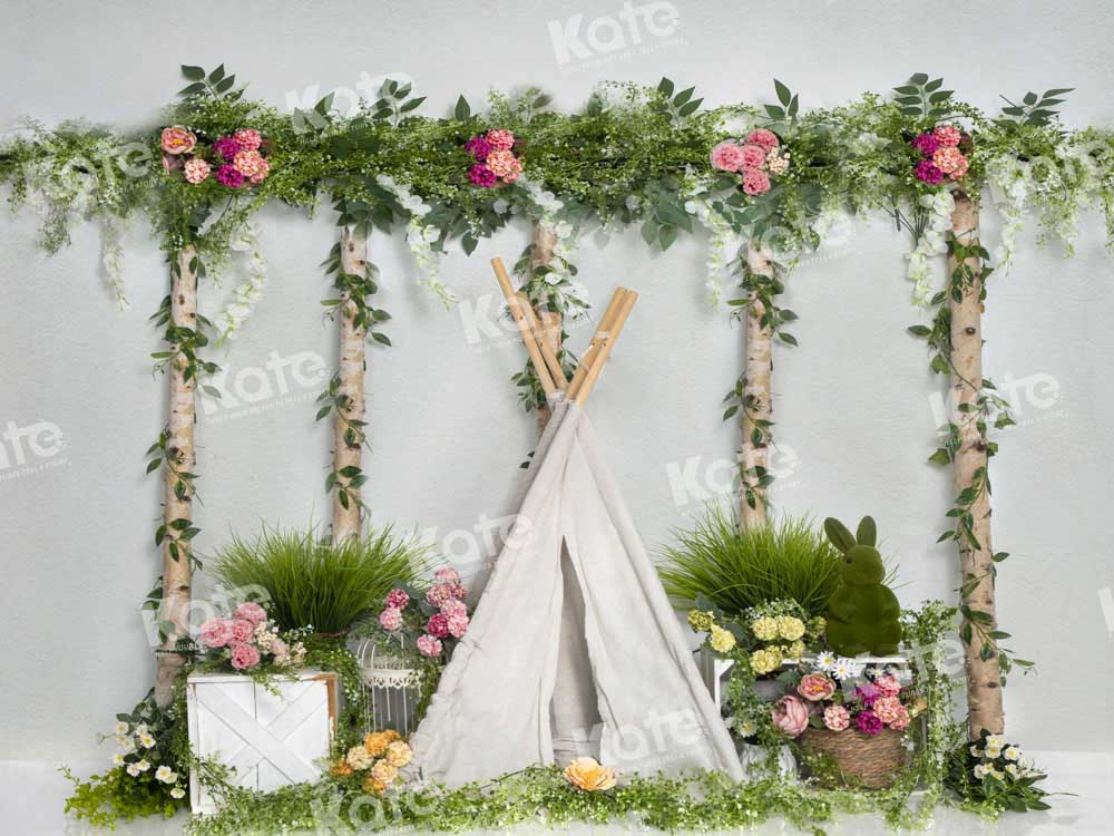 Kate Tree Vine Grass Tent Backdrop Spring Flowers Designed by Emetselch - Kate Backdrop AU