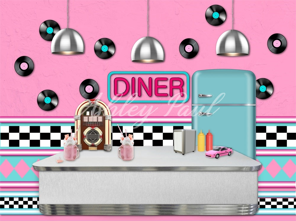Kate Pink Diner Backdrop Designed by Ashley Paul - Kate Backdrop AU
