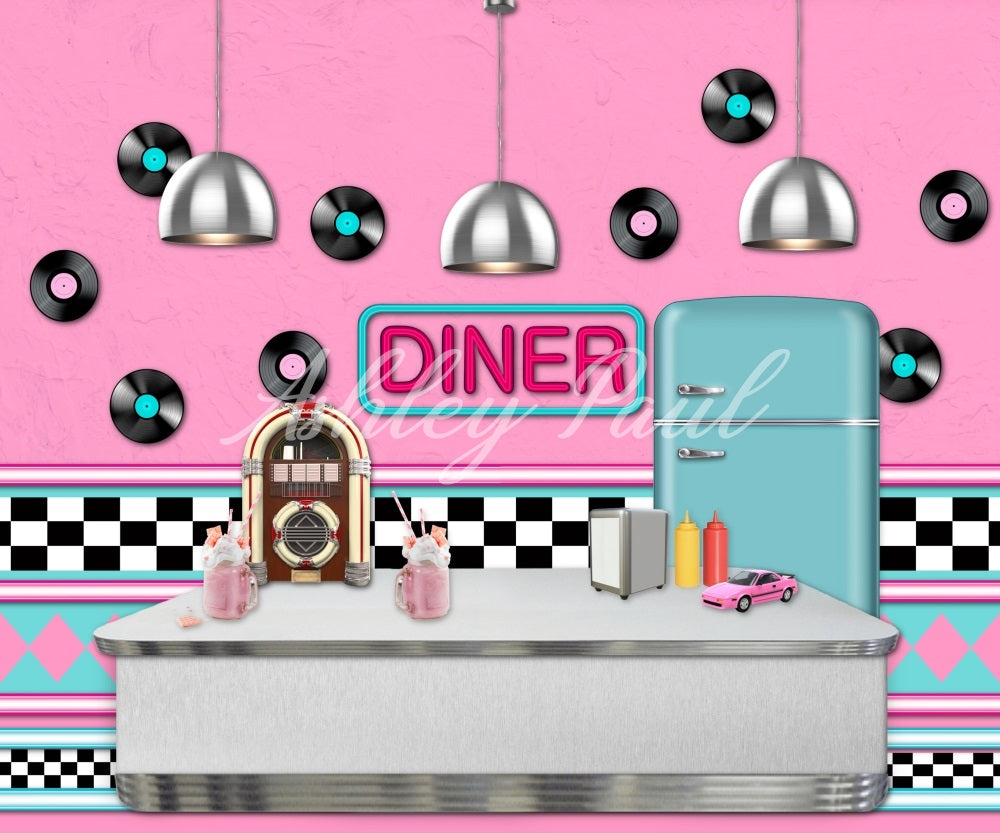 Kate Pink Diner Backdrop Designed by Ashley Paul - Kate Backdrop AU
