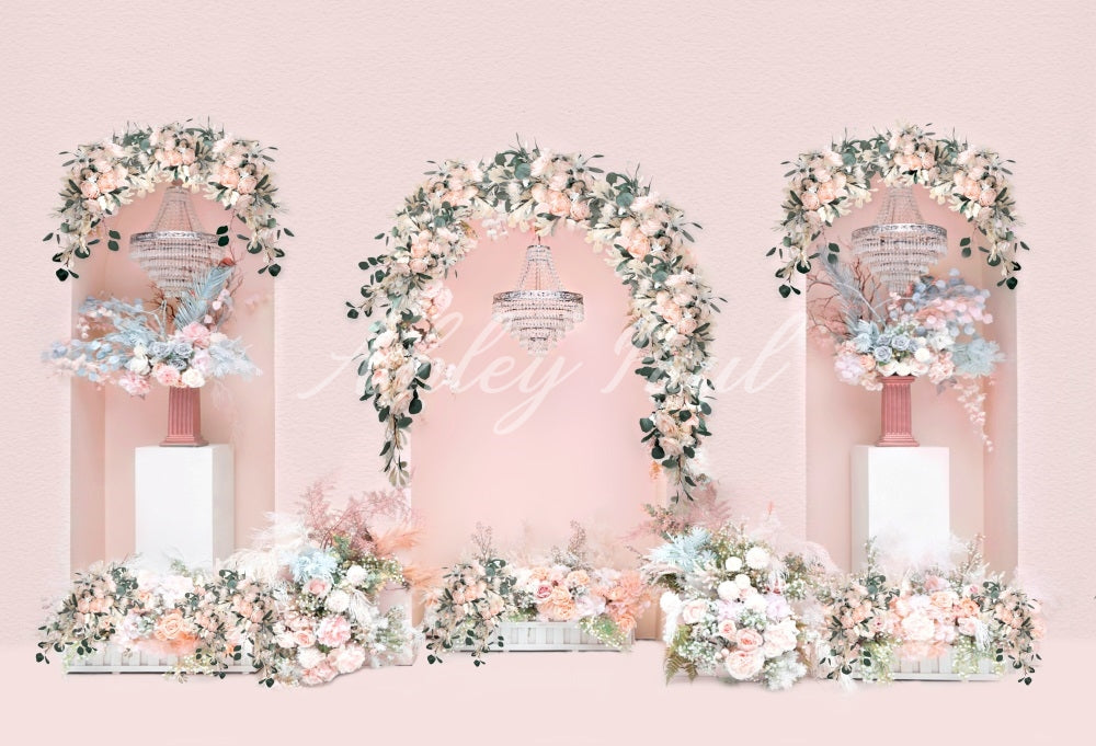 Kate Floral Pink Elegant Wall Backdrop Designed by Ashley Paul - Kate Backdrop AU