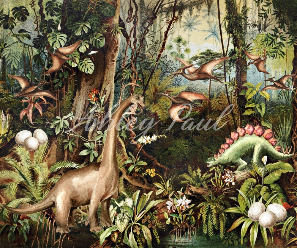 Kate Dinosaur Jungle Backdrop Designed by Ashley Paul - Kate Backdrop AU