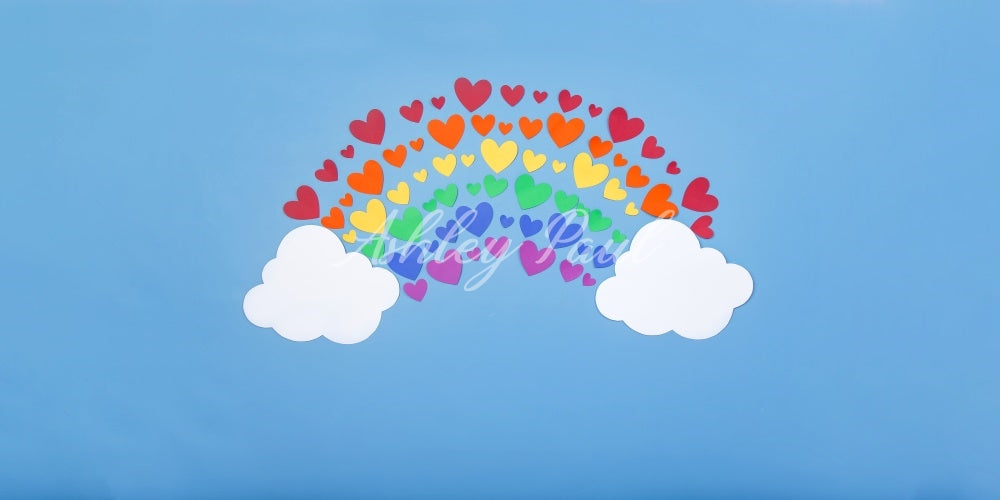 Kate Heart Rainbow Backdrop Blue Designed by Ashley Paul - Kate Backdrop AU