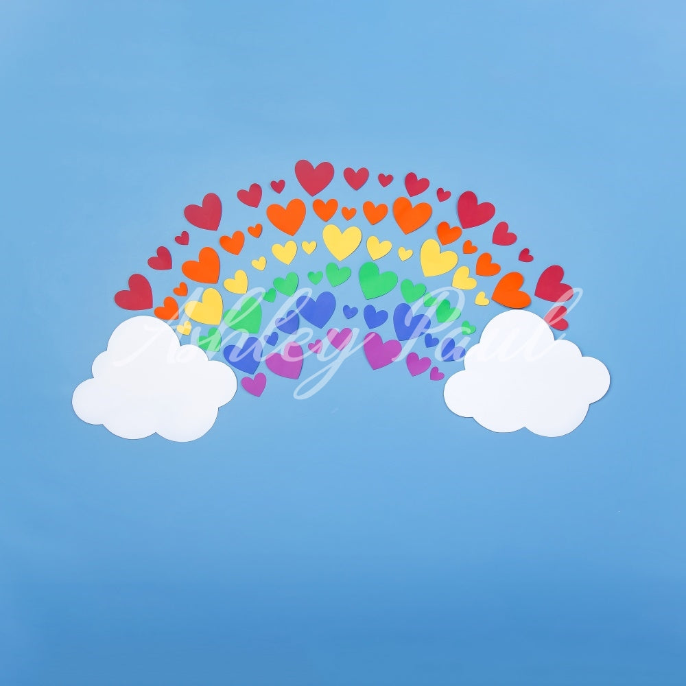 Kate Heart Rainbow Backdrop Blue Designed by Ashley Paul - Kate Backdrop AU