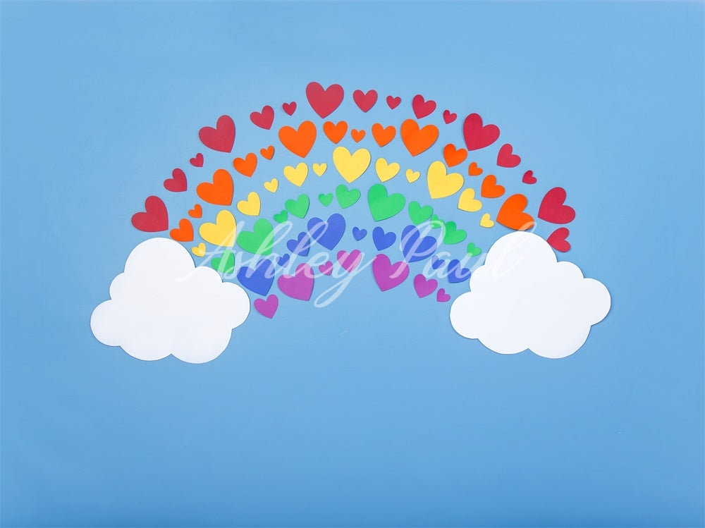 Kate Heart Rainbow Backdrop Blue Designed by Ashley Paul - Kate Backdrop AU