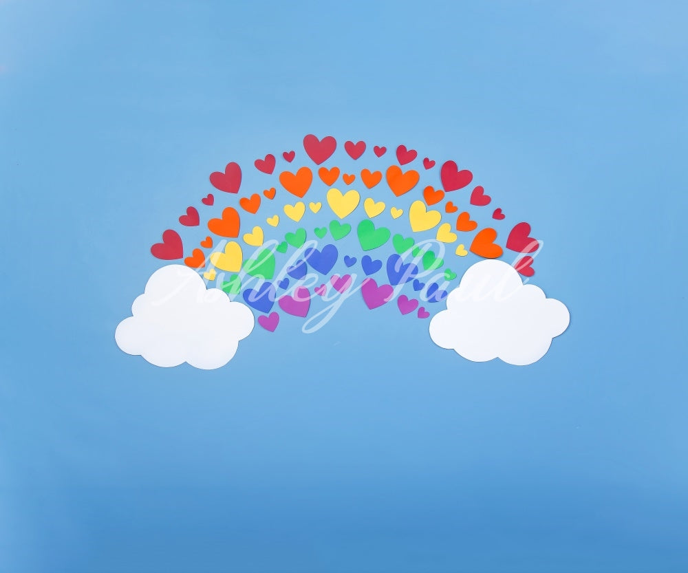 Kate Heart Rainbow Backdrop Blue Designed by Ashley Paul - Kate Backdrop AU