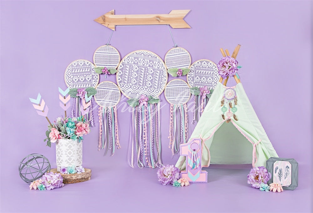 Kate Purple Wild Boho Tent One Backdrop Designed by Ashley Paul - Kate Backdrop AU