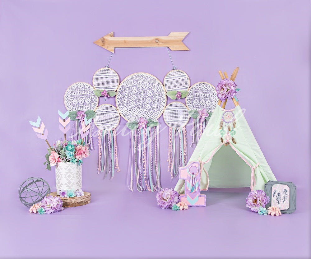 Kate Purple Wild Boho Tent One Backdrop Designed by Ashley Paul - Kate Backdrop AU