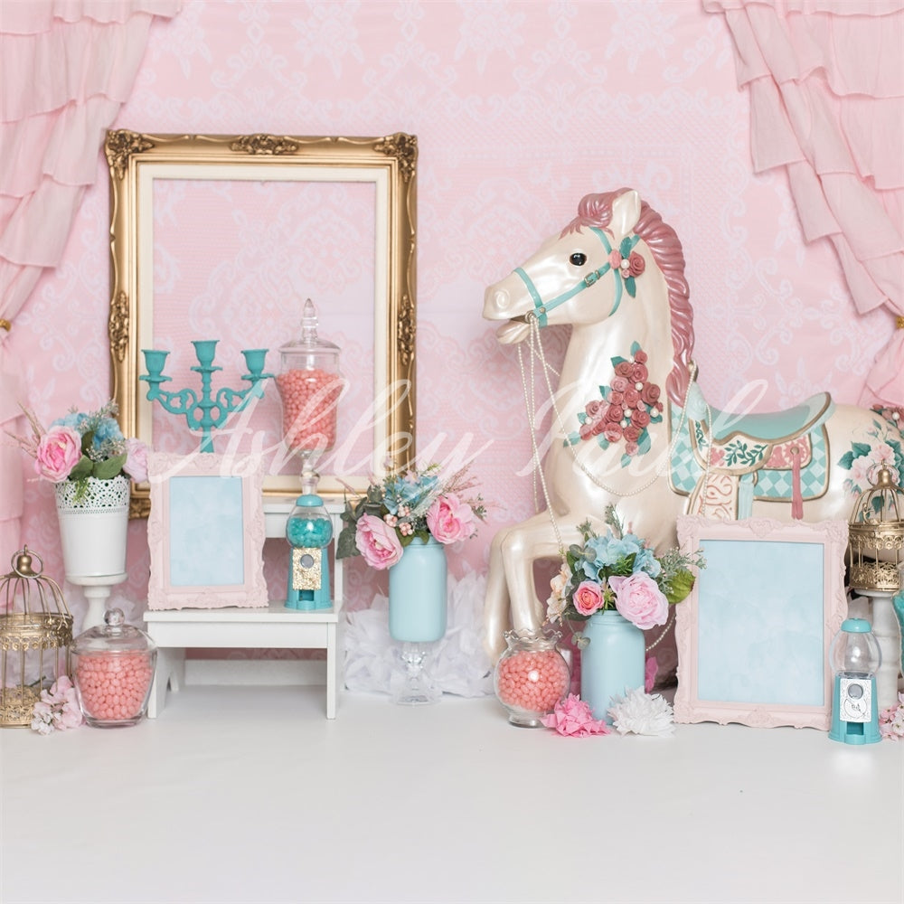 Kate Girl Room Pink Curtains Backdrop Designed by Ashley Paul - Kate Backdrop AU